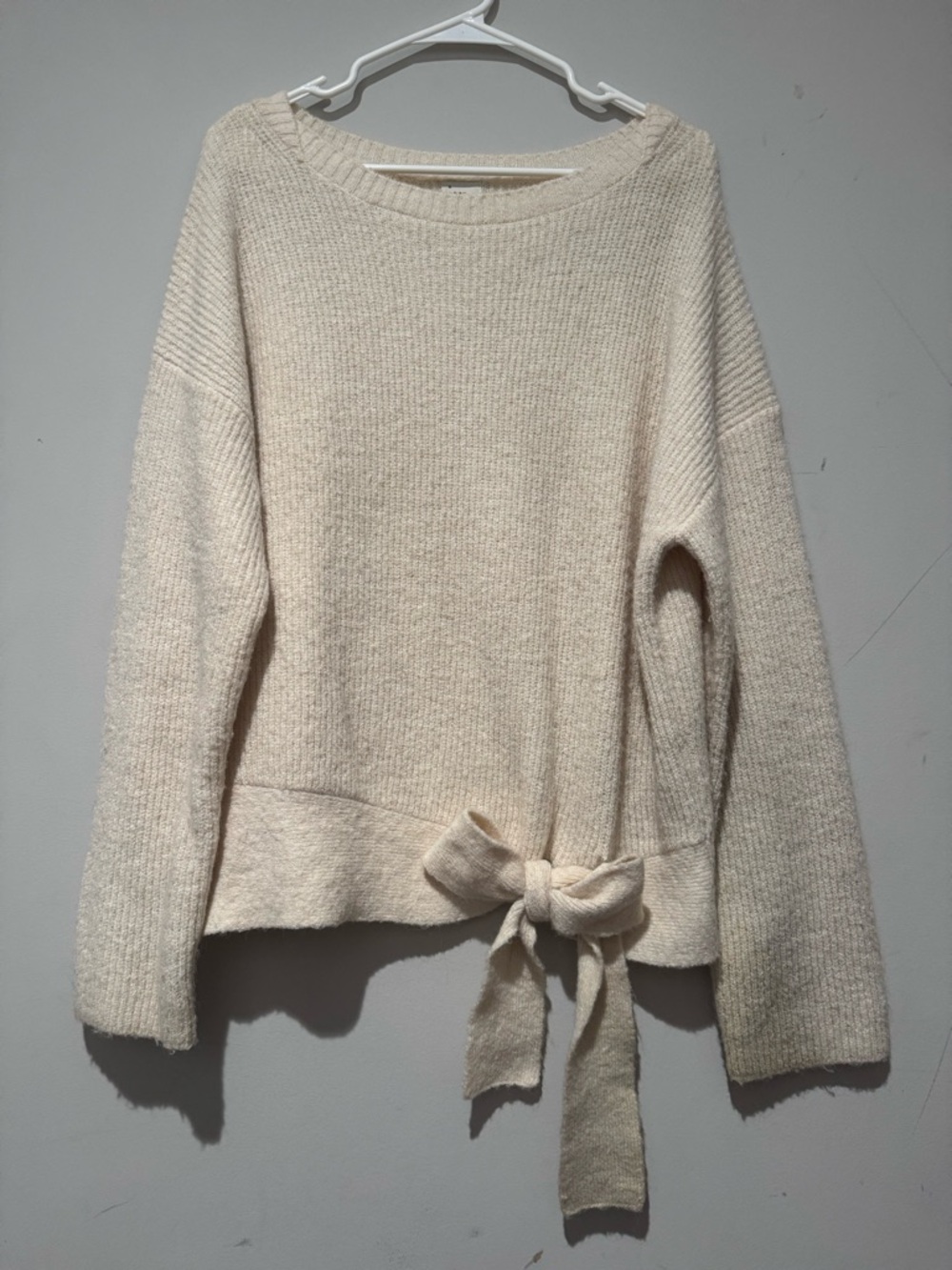a new day Cream Tie-Front Scoop Neck Sweater